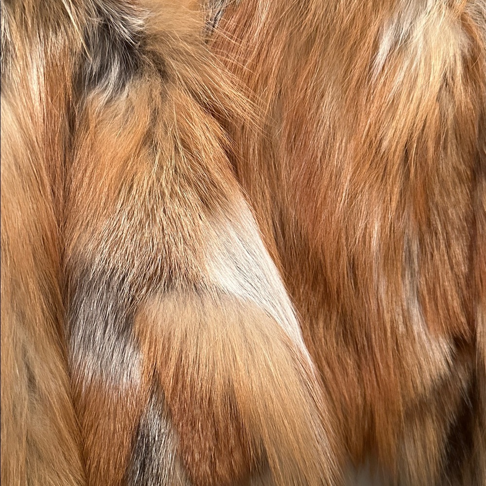💯% Authentic Women's Tan Fox Fur Crop Jacket - Picture 4 of 7